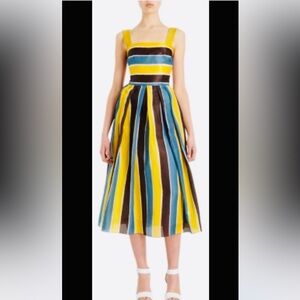Dolce & Gabbana Vertical Stripe Midi  Multicolored  Cocktail Dress. Size 40.